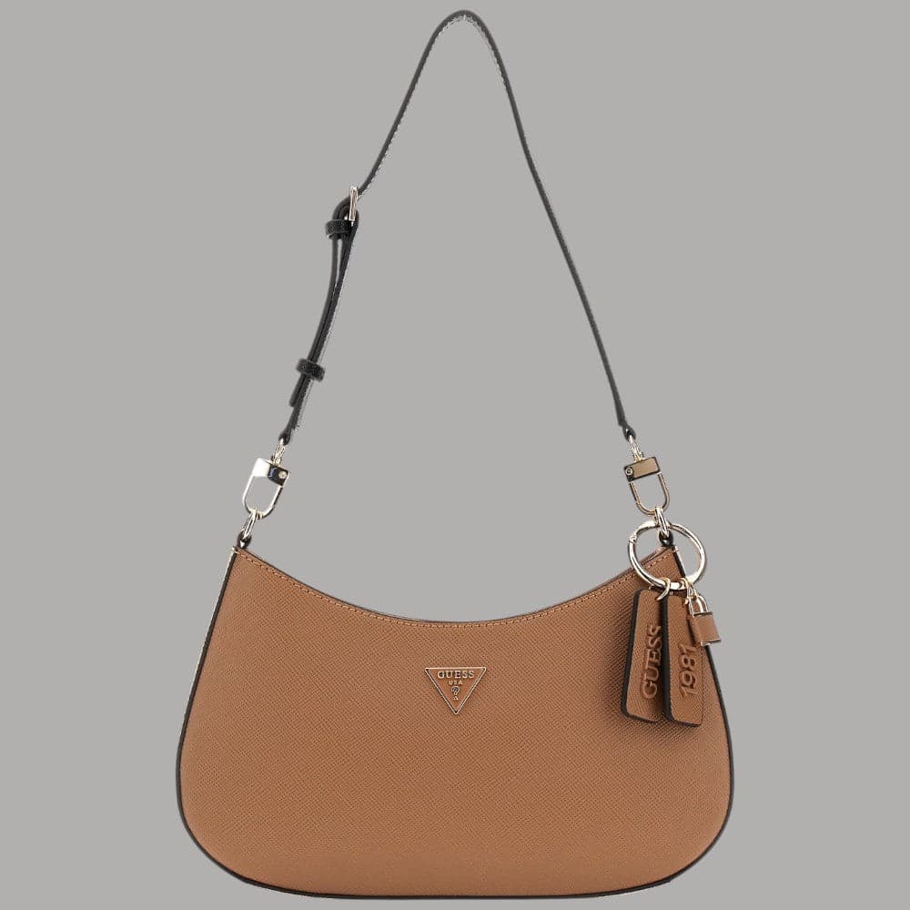 Guess borsa a spalla marrone in saffiano NOELLE HWZG96 72180 TNM - 4