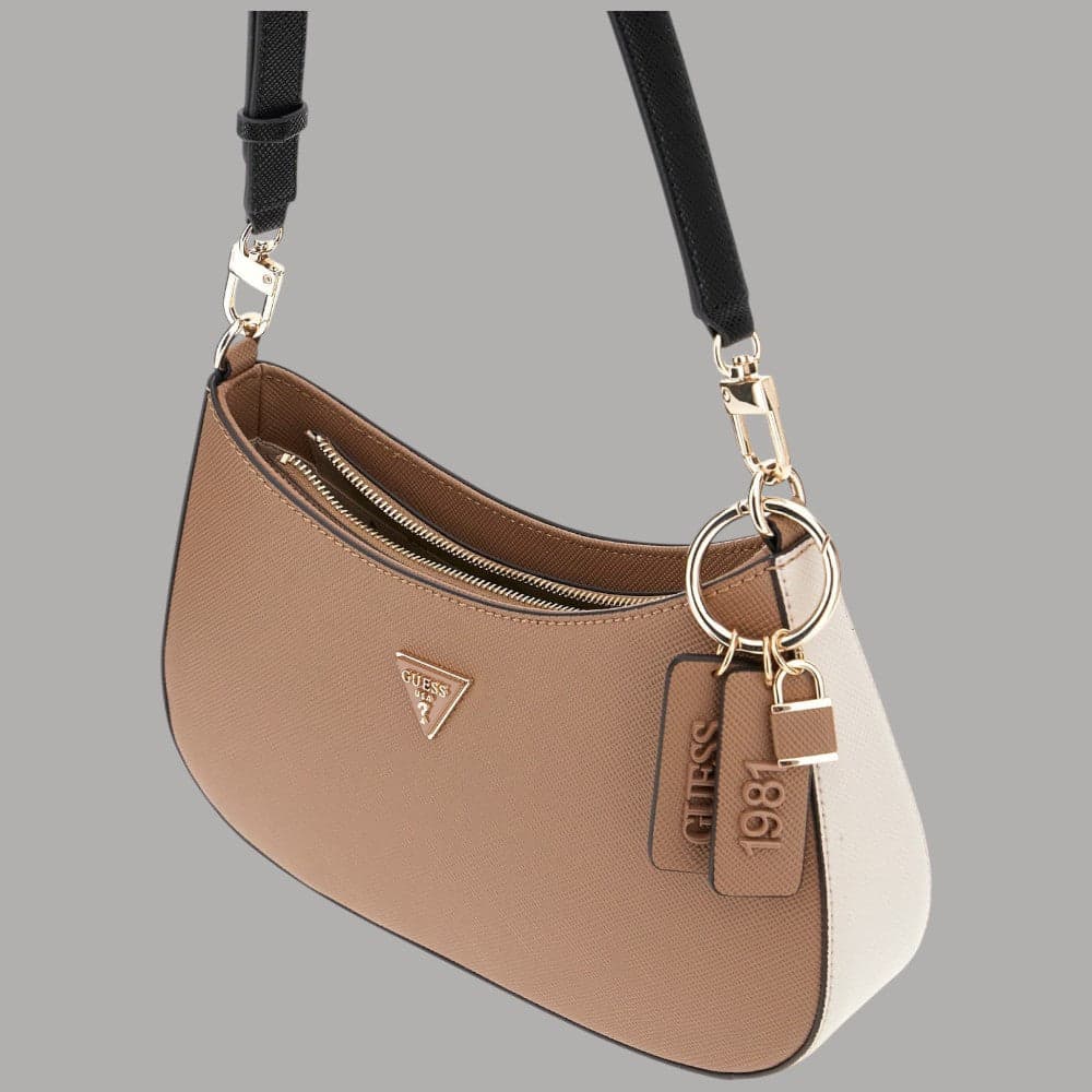 Guess borsa a spalla marrone in saffiano NOELLE HWZG96 72180 TNM - 3
