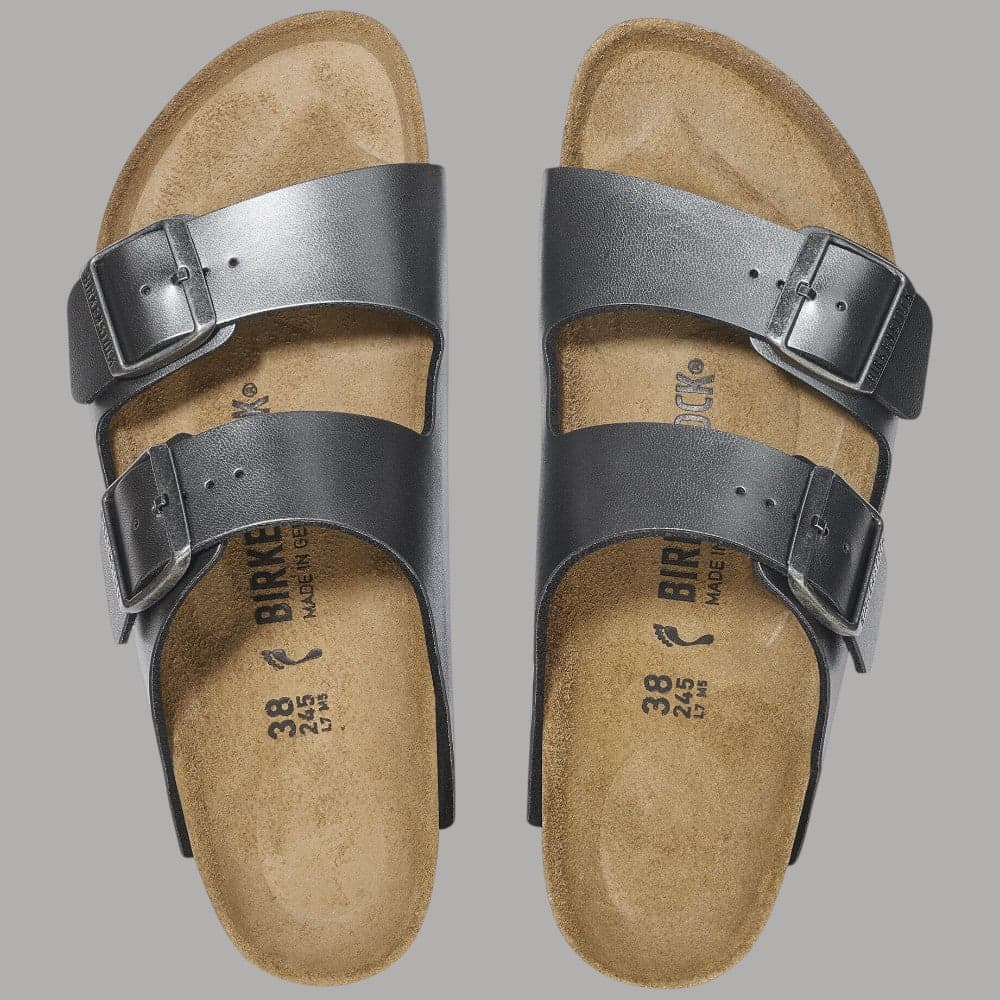 Ciabatte Birkenstock Arizona Donna Nero Metallico Stretta Fit - 6