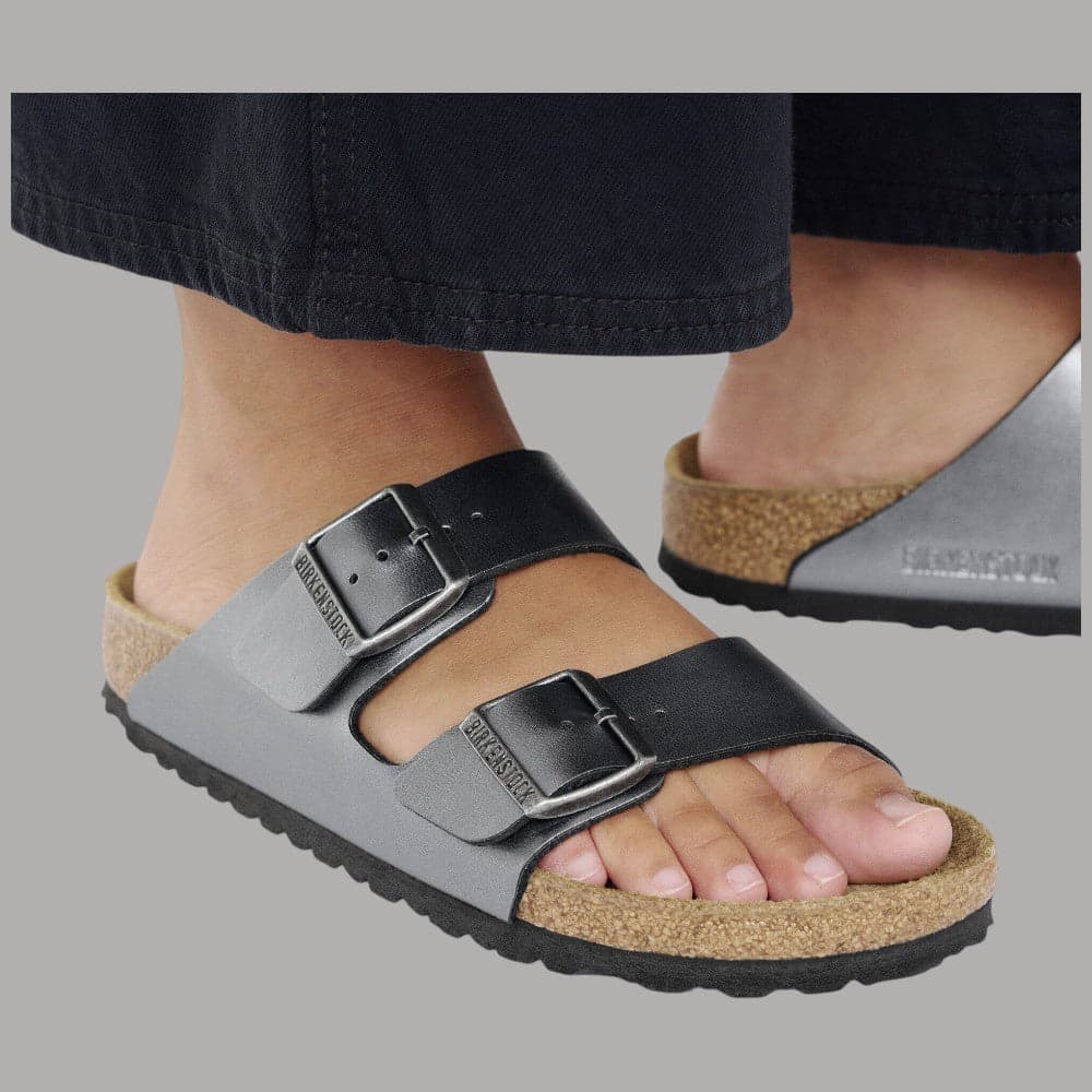 Ciabatte Birkenstock Arizona Donna Nero Metallico Stretta Fit - 7