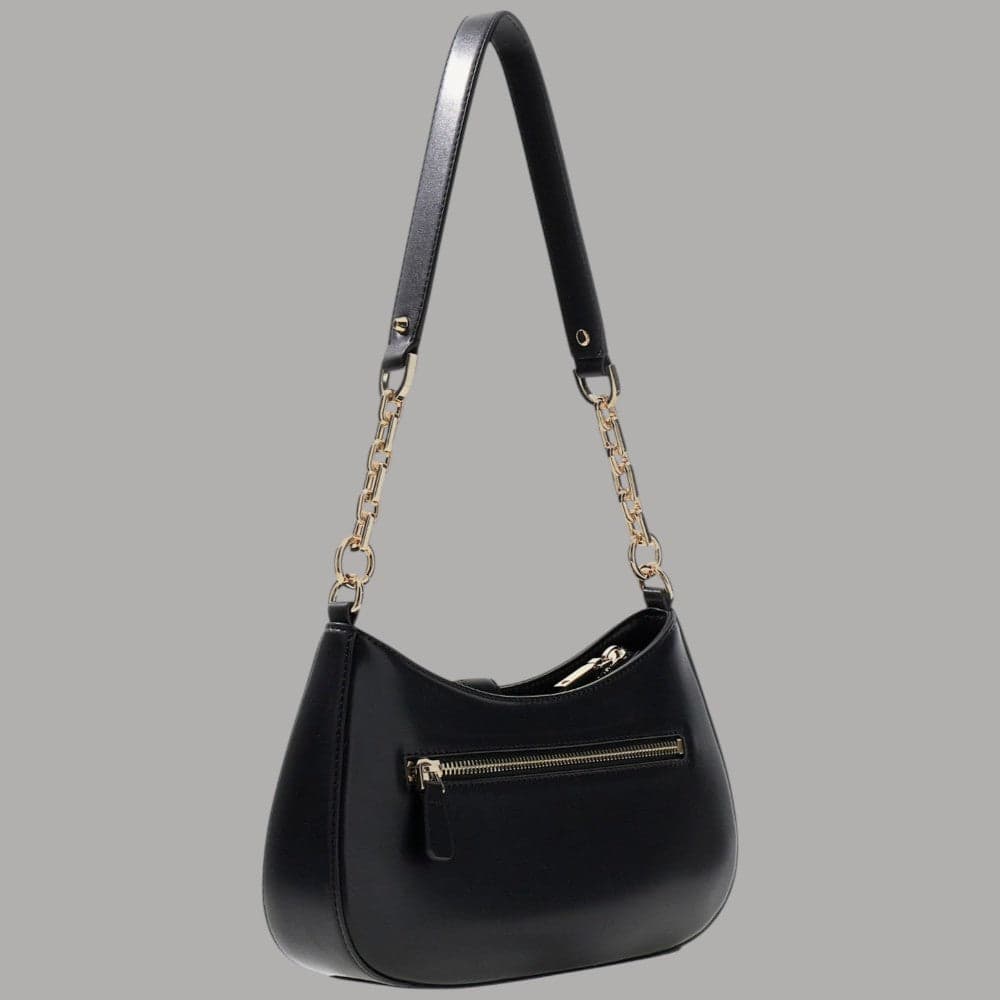 Guess Borsa a Spalla Carrie in Similpelle con Zip e Logo Dorato Nero - 3