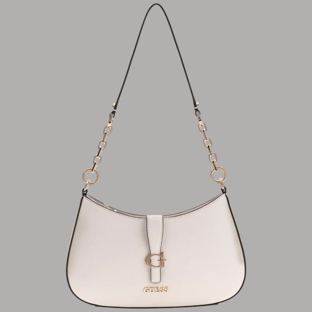 Guess Borsa a Spalla Carrie in Similpelle con Zip e Logo Dorato Nero - 6