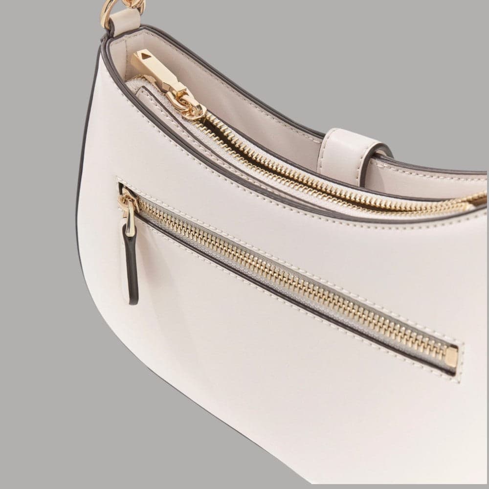 Guess Borsa a Spalla Carrie in Similpelle con Zip e Logo Dorato Nero - 9