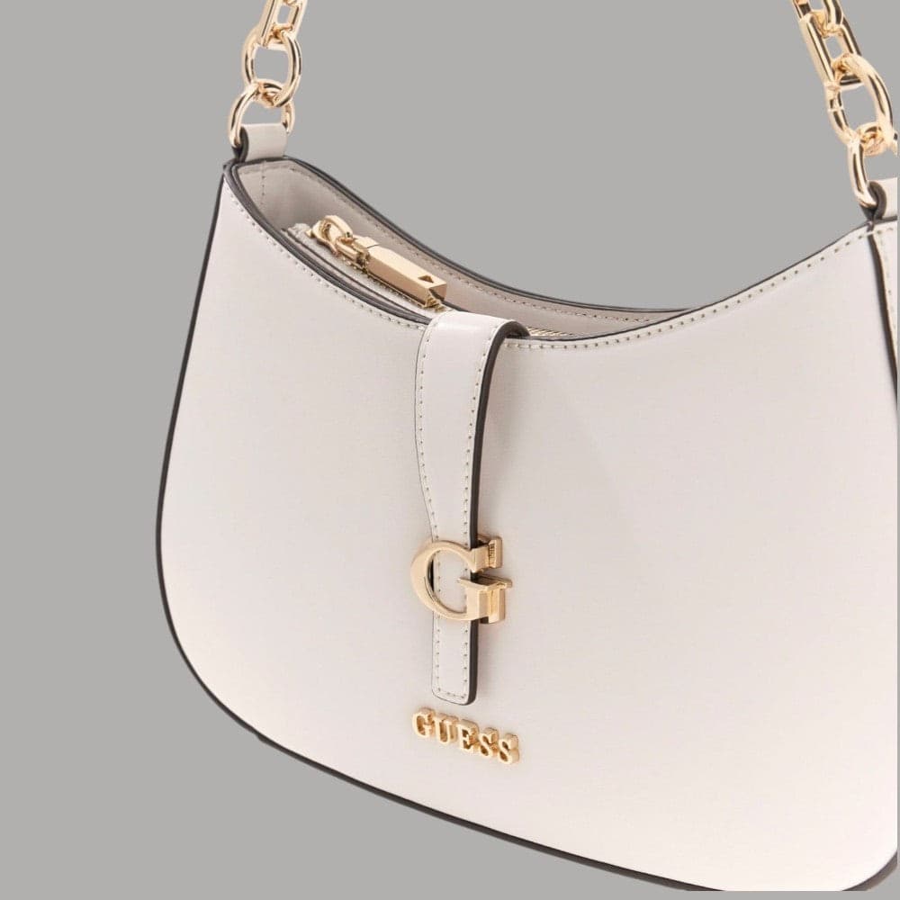 Guess Borsa a Spalla Carrie in Similpelle con Zip e Logo Dorato Nero - 10