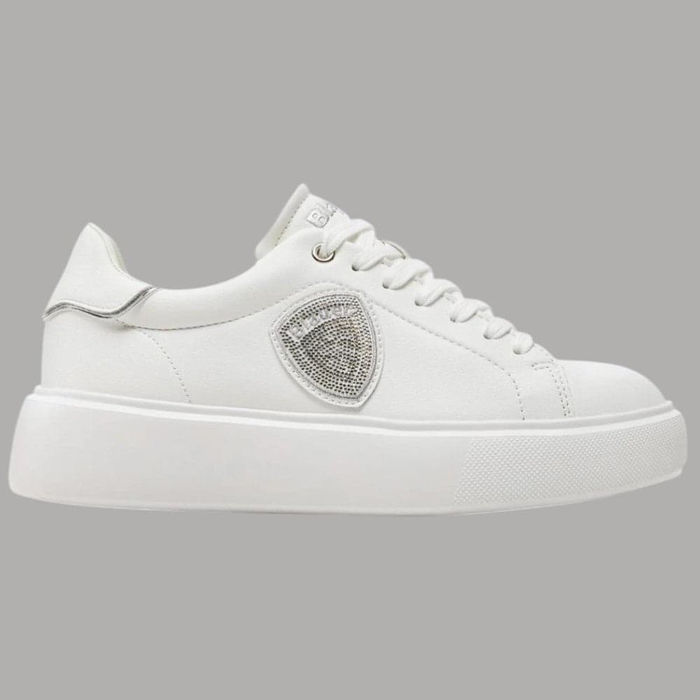 BLAUER Sneakers Donna Bianche in Pelle con Dettaglio Argentato - 5