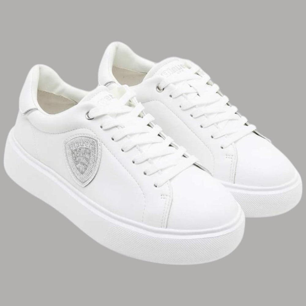 BLAUER Sneakers Donna Bianche in Pelle con Dettaglio Argentato - 2