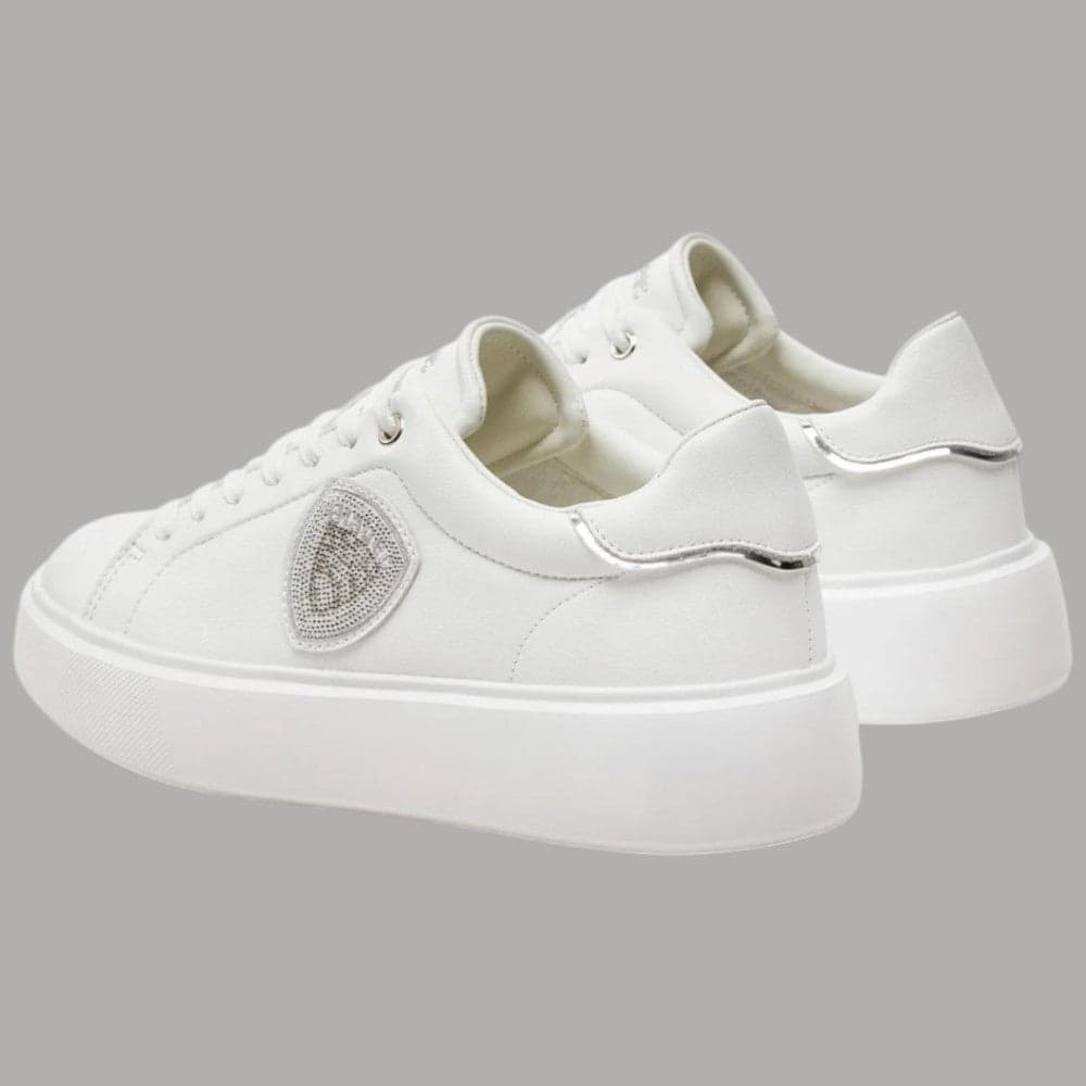 BLAUER Sneakers Donna Bianche in Pelle con Dettaglio Argentato - 3