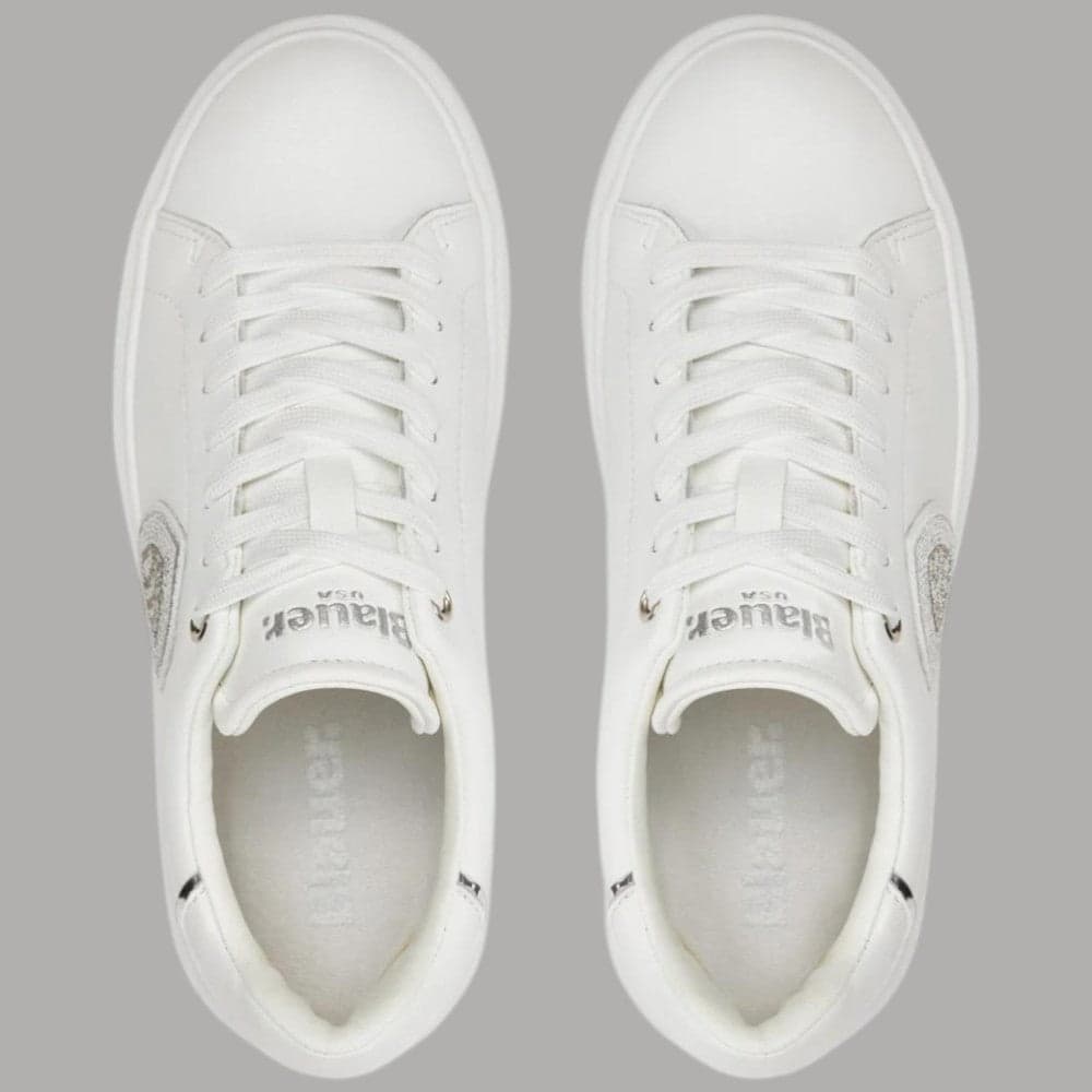 BLAUER Sneakers Donna Bianche in Pelle con Dettaglio Argentato - 4
