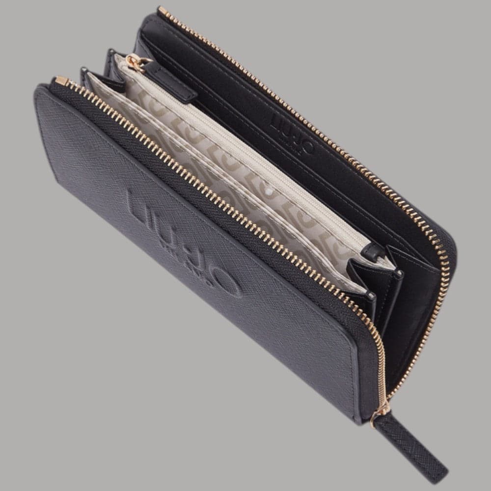Liu Jo portafoglio grande con zip e logo rilievo saffiano donna - 4