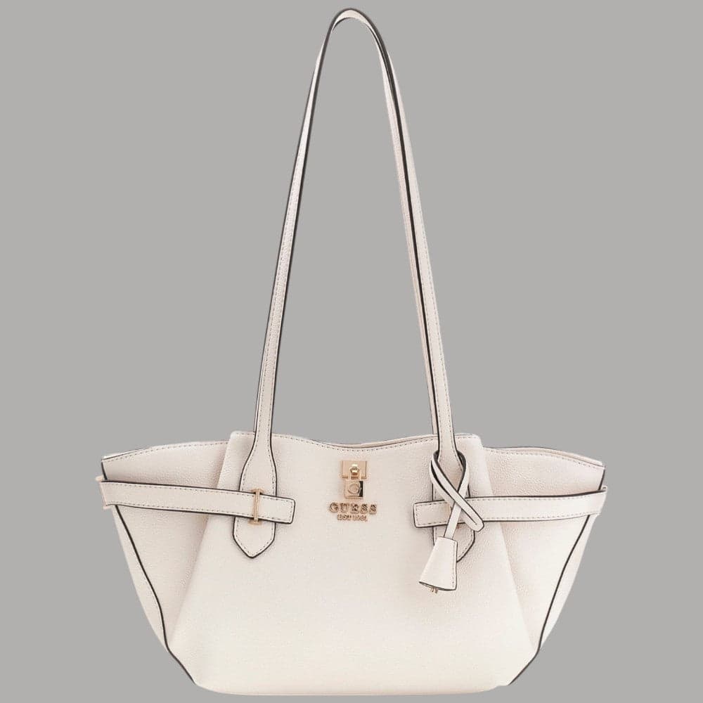 Guess Borsa a Spalla Yesba in Saffiano con Metalleria Dorata Bianco - 6