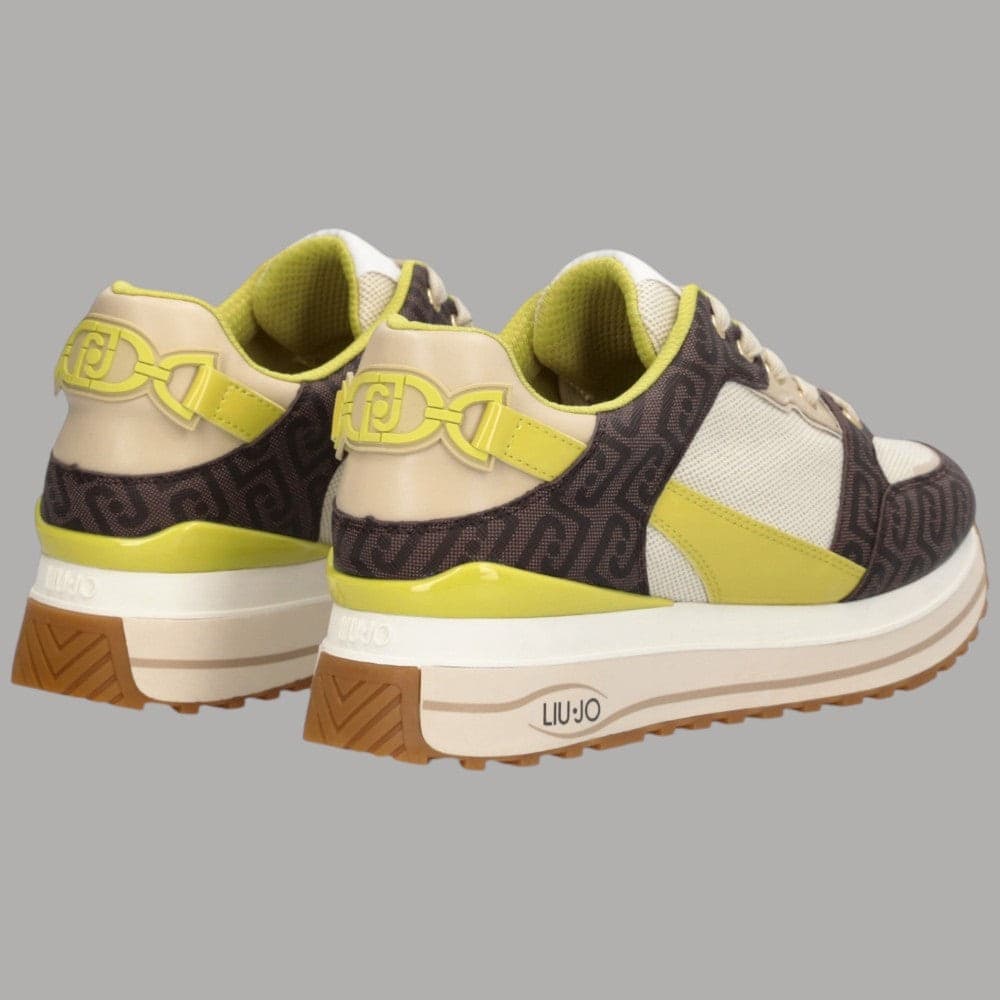 Scarpe Liu Jo MAXI WONDER Platform Marroni con Dettagli Gialli - 2