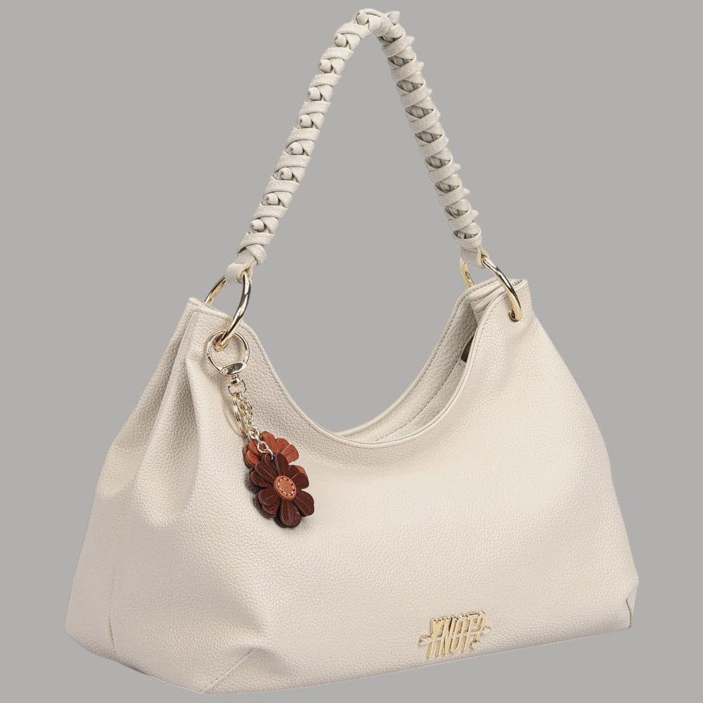 Ynot Borsa Zante Hobo Grande Eco Pelle PU Charm Rimovibile Latte - 2
