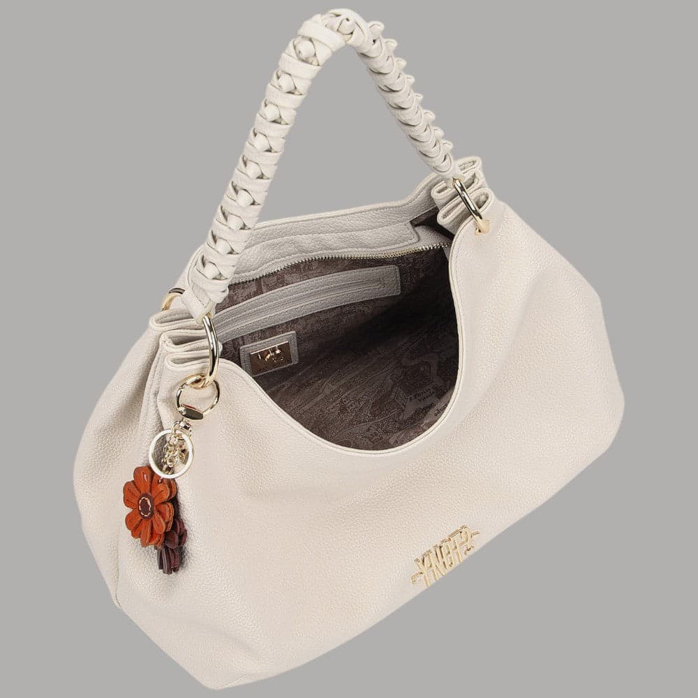 Ynot Borsa Zante Hobo Grande Eco Pelle PU Charm Rimovibile Latte - 4