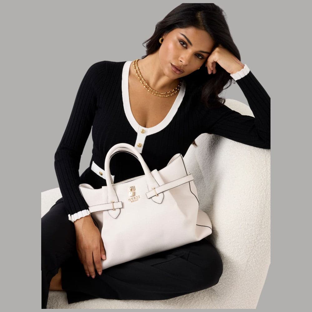 Guess Borsa a Mano Yesba con Tracolla Finitura Saffiano Bianco Elegante - 2