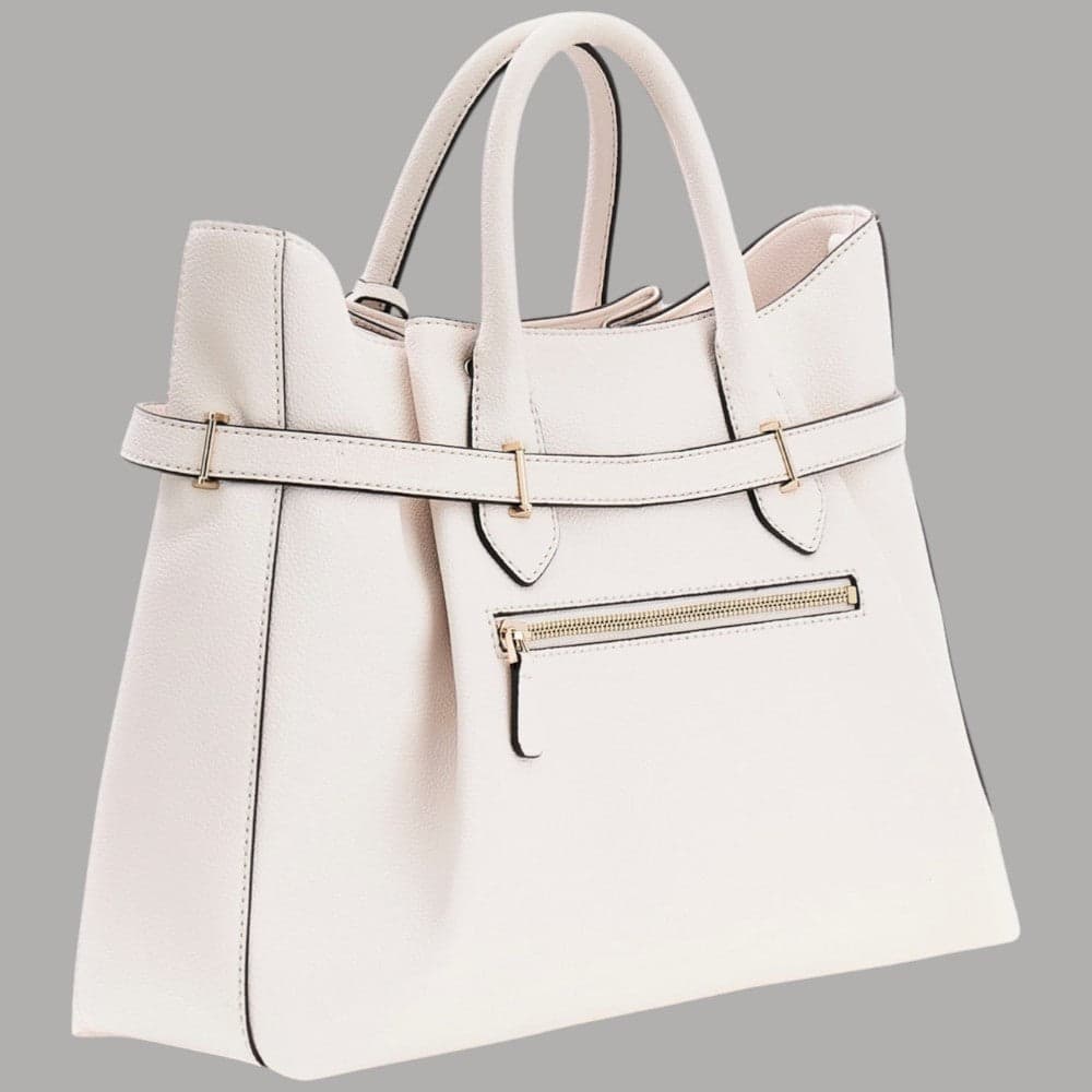 Guess Borsa a Mano Yesba con Tracolla Finitura Saffiano Bianco Elegante - 3
