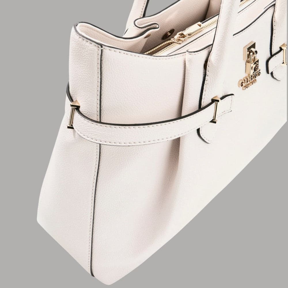 Guess Borsa a Mano Yesba con Tracolla Finitura Saffiano Bianco Elegante - 4