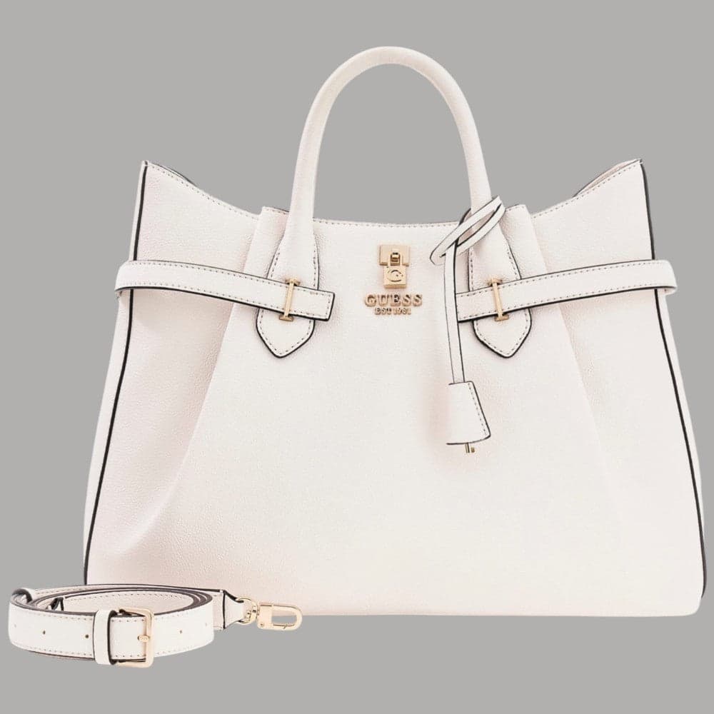 Guess Borsa a Mano Yesba con Tracolla Finitura Saffiano Bianco Elegante - 5