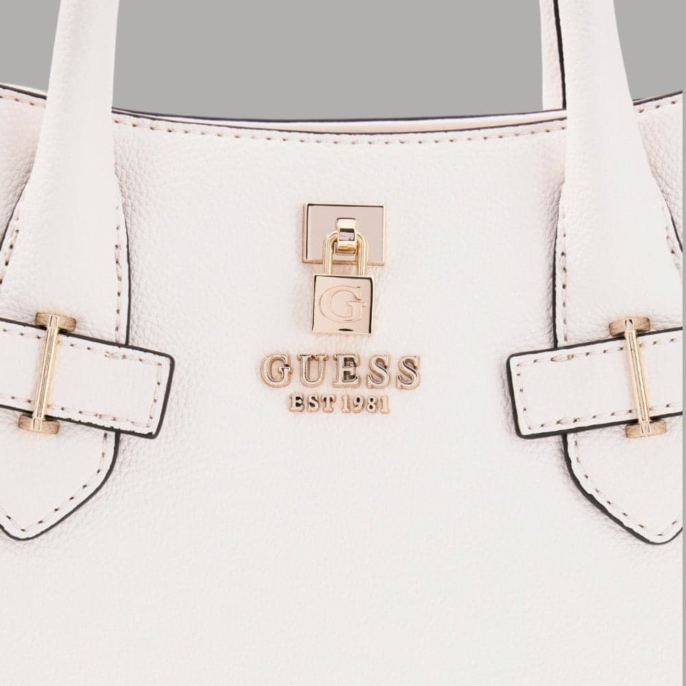 Guess Borsa a Mano Yesba con Tracolla Finitura Saffiano Bianco Elegante - 6