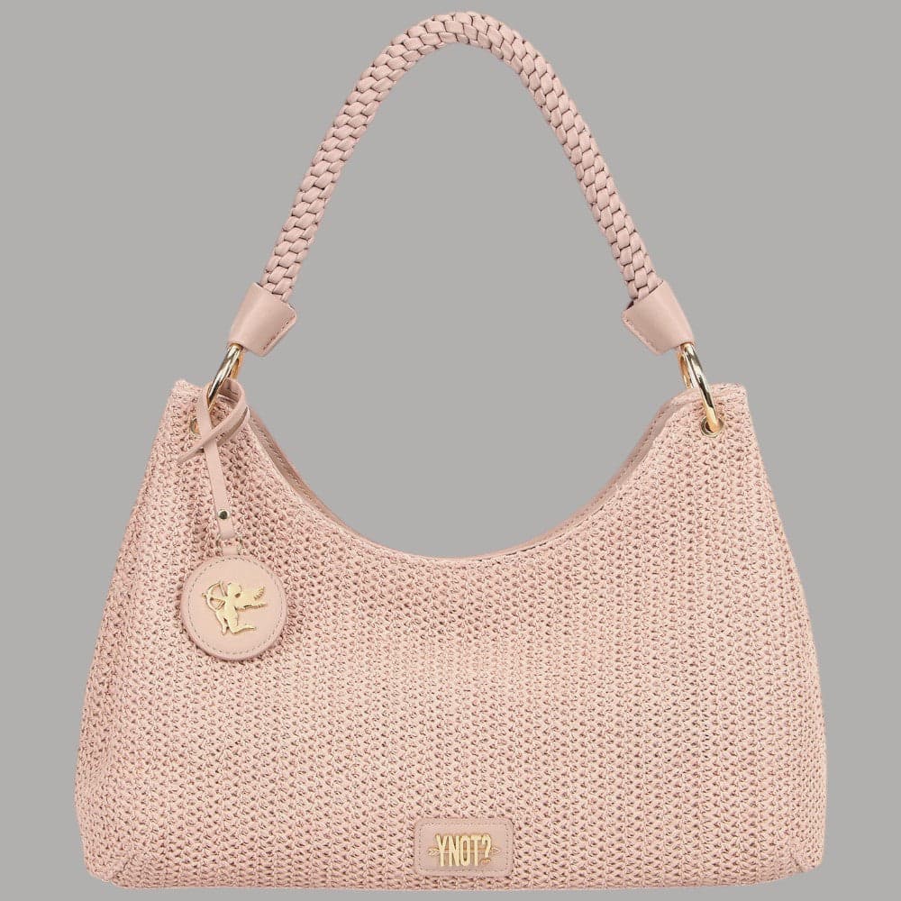Ynot Borsa Malè XXL Effetto Paglia Tracolla Removibile e Leggera Rosa - 7