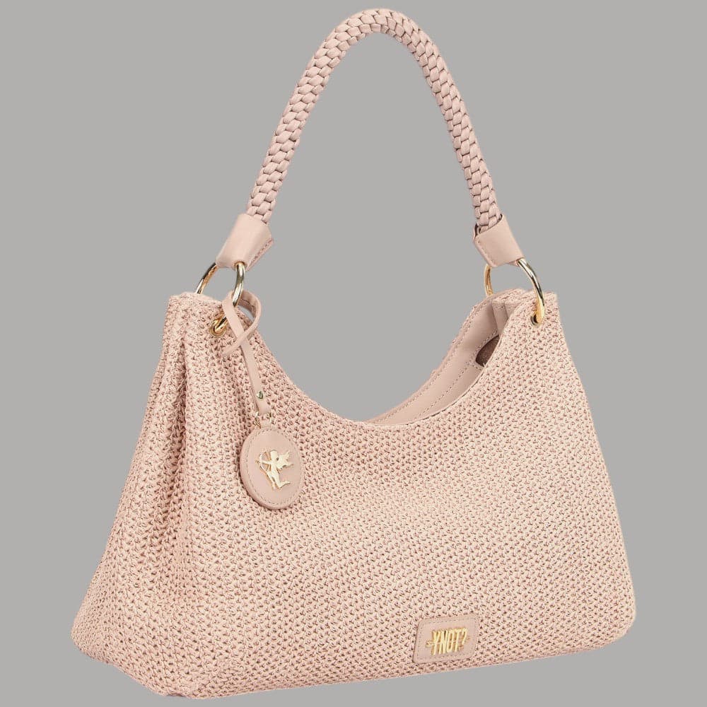 Ynot Borsa Malè XXL Effetto Paglia Tracolla Removibile e Leggera Rosa - 2