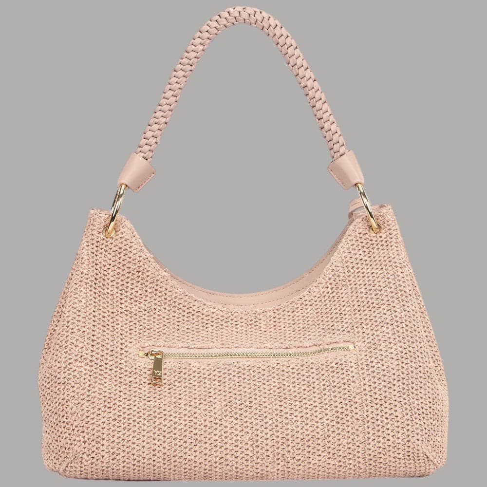 Ynot Borsa Malè XXL Effetto Paglia Tracolla Removibile e Leggera Rosa - 3