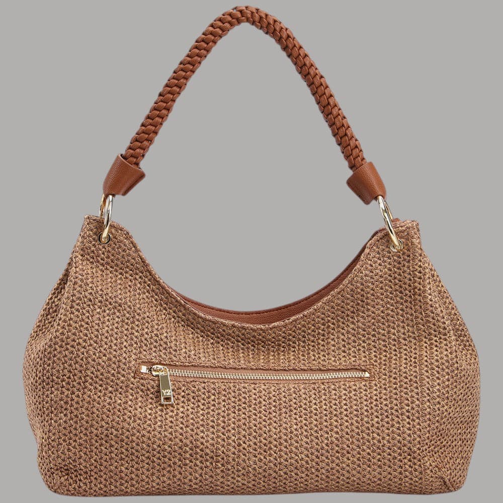 Ynot Borsa Malè XXL Effetto Paglia Tracolla Removibile e Leggera Rosa - 6