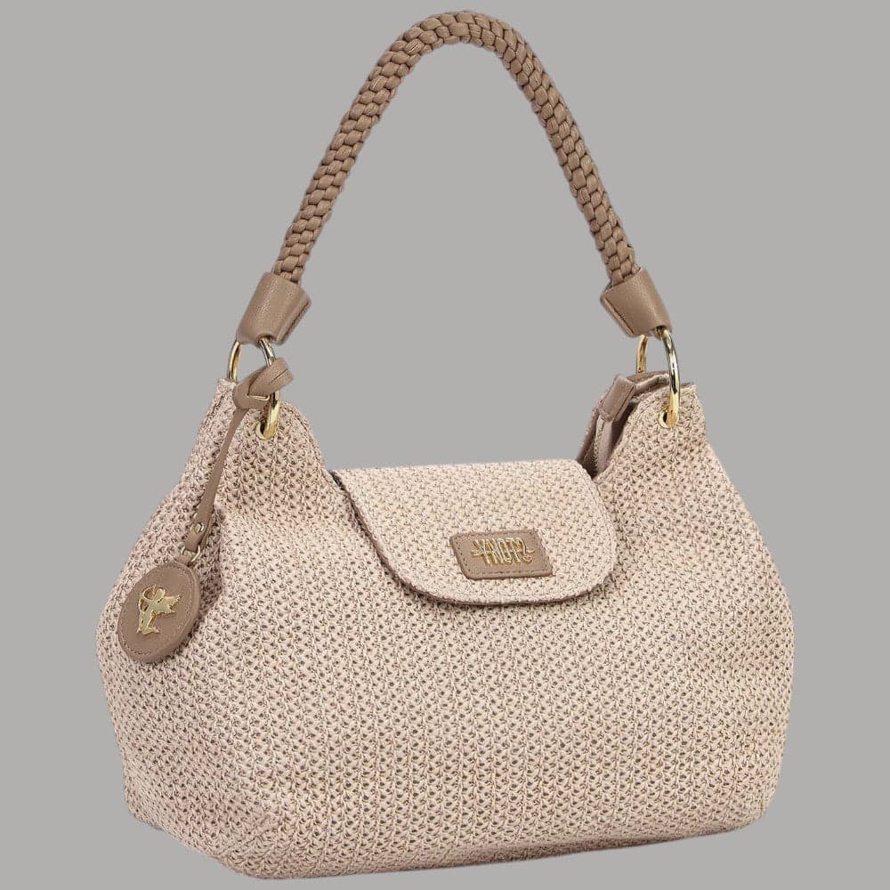 Ynot Borsa a Spalla Effetto Paglia Tracolla Regolabile Rosa - 5