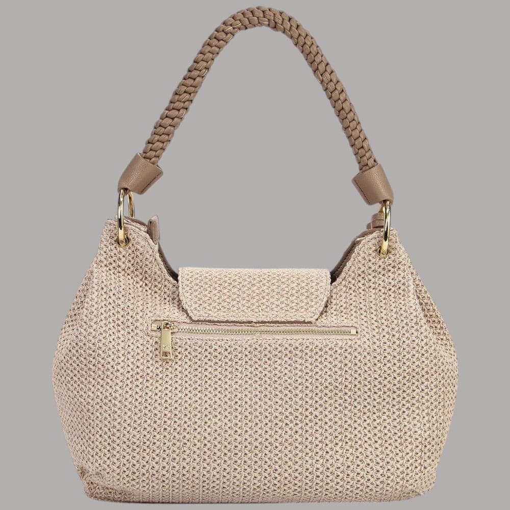 Ynot Borsa a Spalla Effetto Paglia Tracolla Regolabile Rosa - 6
