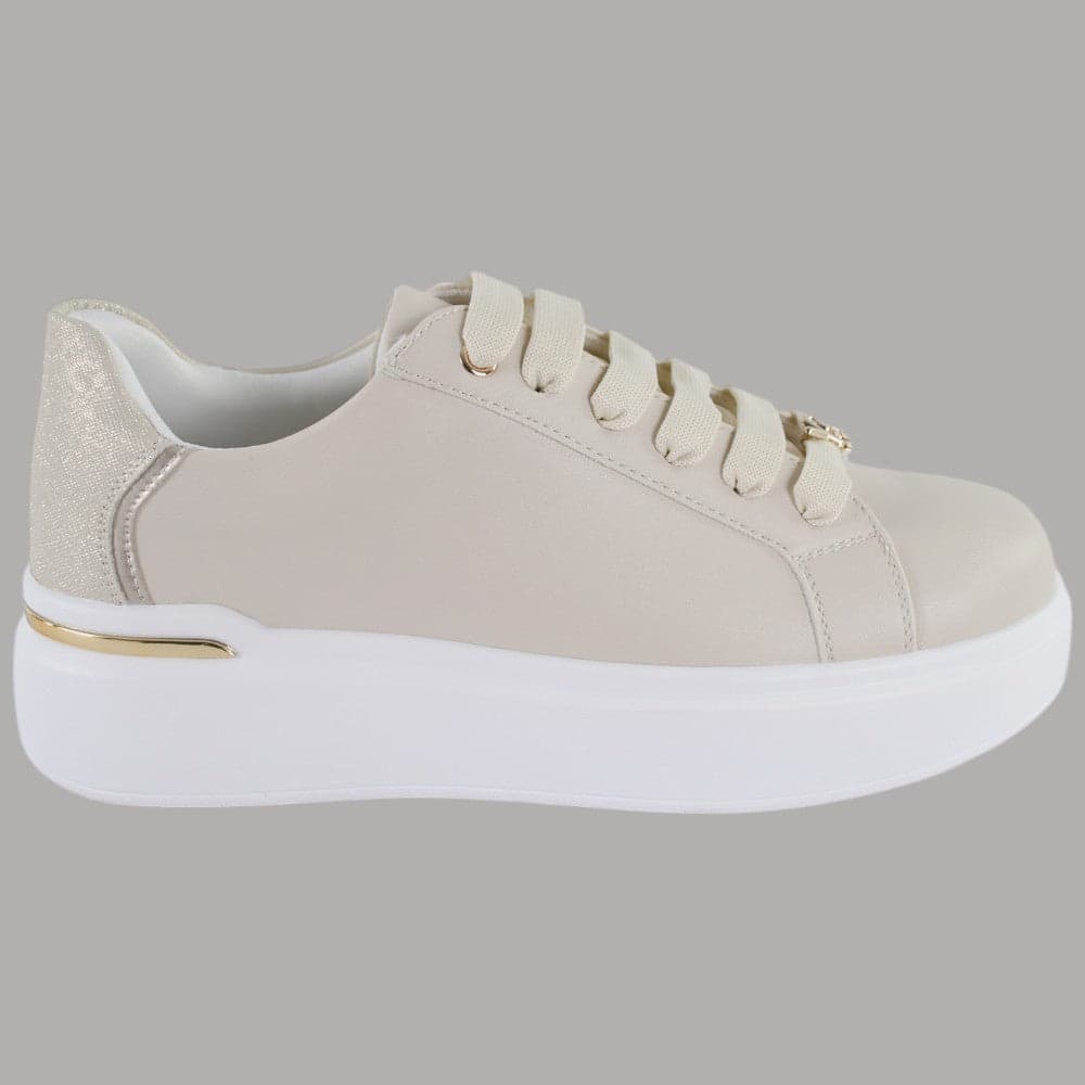 YNot Sneakers Platform GIUSY Sand Suola Alta Dettagli Brillanti - 5