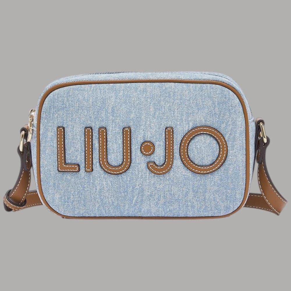 Liu Jo Borsa Tracolla Denim Chiaro Logo Rilievo Elegante