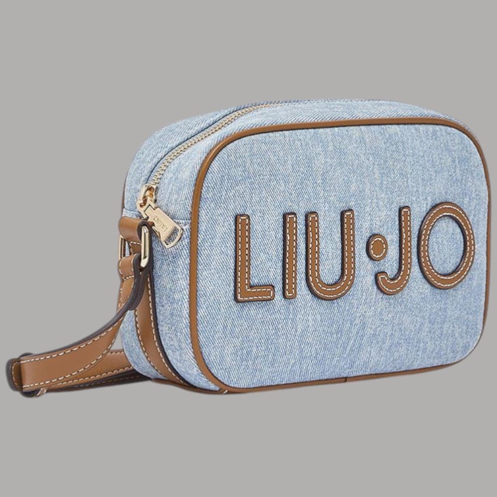 Liu Jo Borsa Tracolla Denim Chiaro Logo Rilievo Elegante - 2