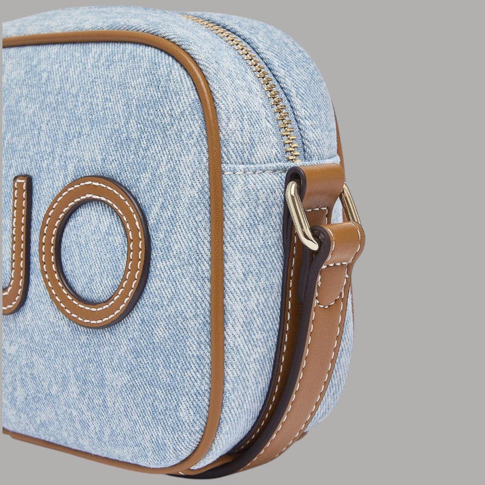 Liu Jo Borsa Tracolla Denim Chiaro Logo Rilievo Elegante - 4