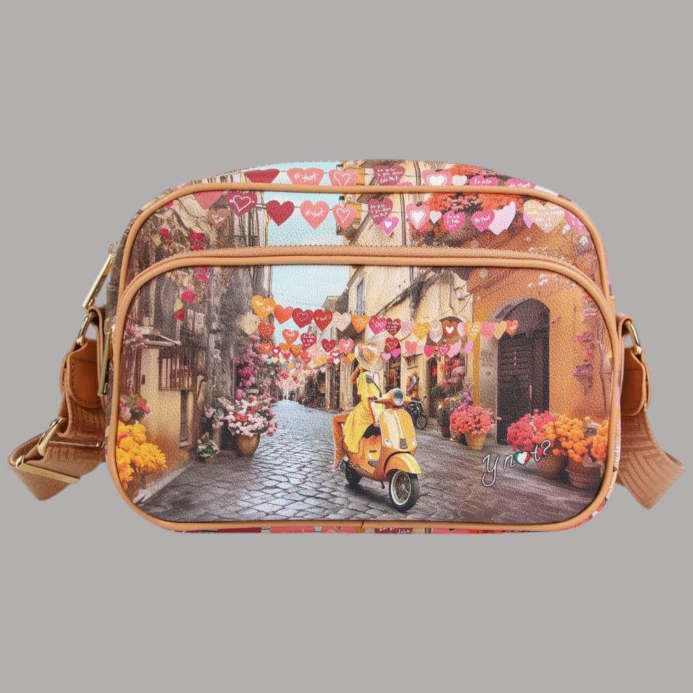 YNot Borsa a Tracolla Reporter Stampa Città Eco Pelle PVC Elegante - 16