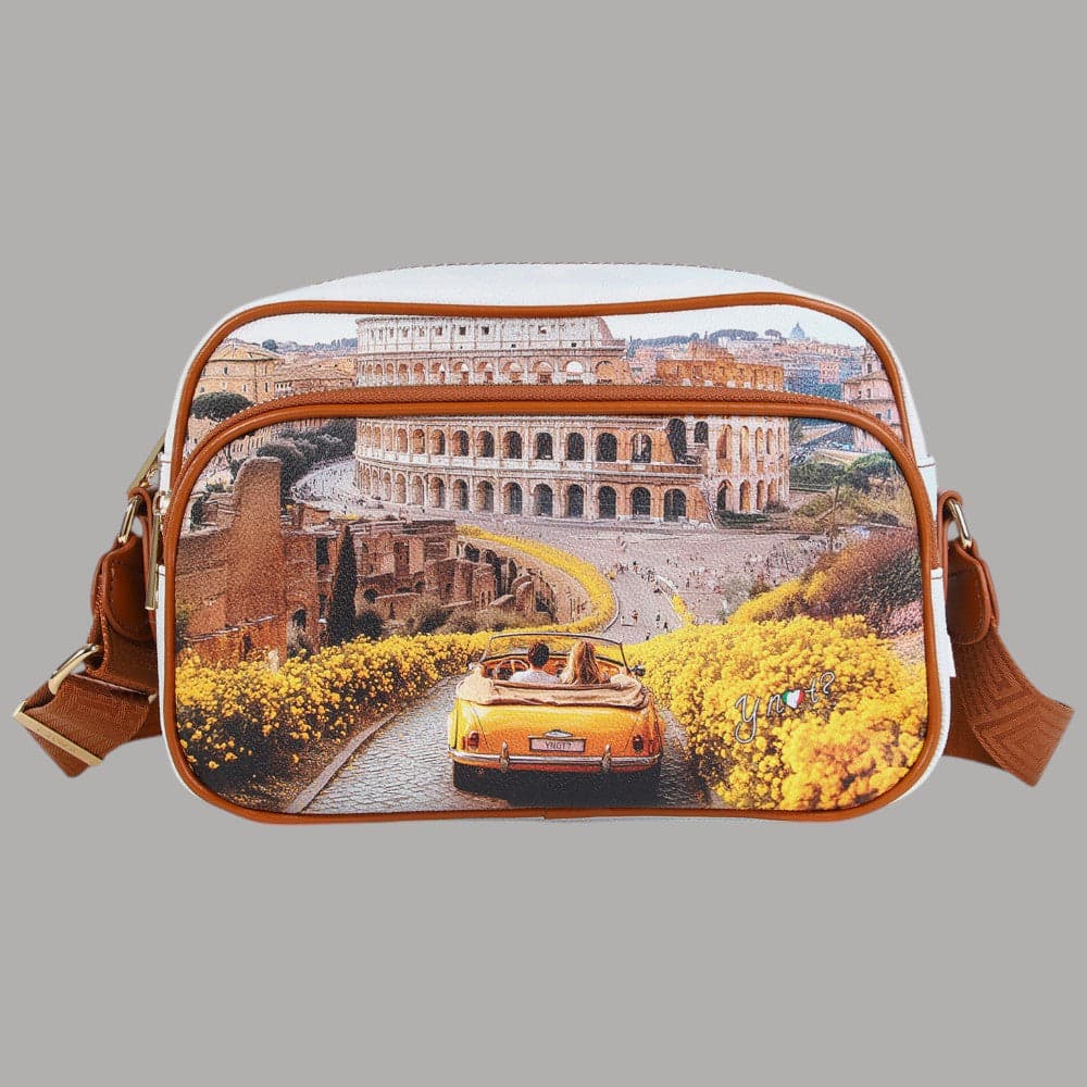 YNot Borsa a Tracolla Reporter Stampa Città Eco Pelle PVC Elegante - 13