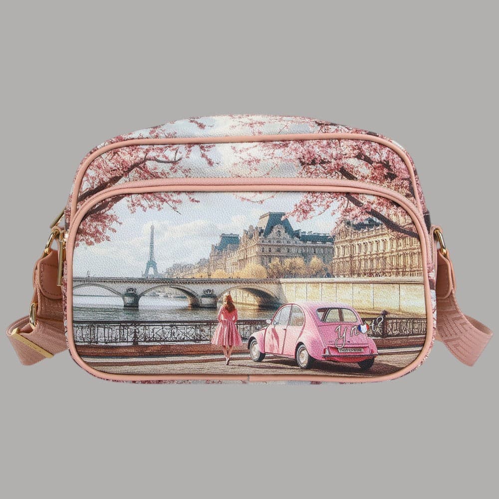YNot Borsa a Tracolla Reporter Stampa Città Eco Pelle PVC Elegante - 14