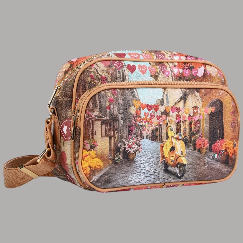 YNot Borsa a Tracolla Reporter Stampa Città Eco Pelle PVC Elegante - 11
