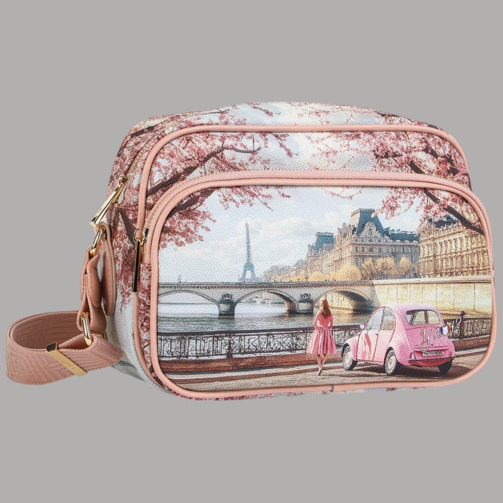YNot Borsa a Tracolla Reporter Stampa Città Eco Pelle PVC Elegante - 5