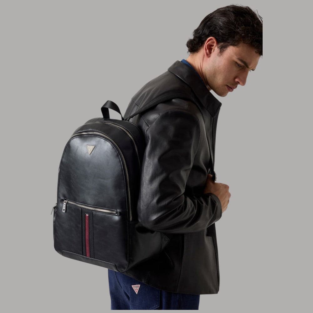 Guess Zaino Torino Similpelle Elegante Tasche Multiple Ergonomico Nero - 2