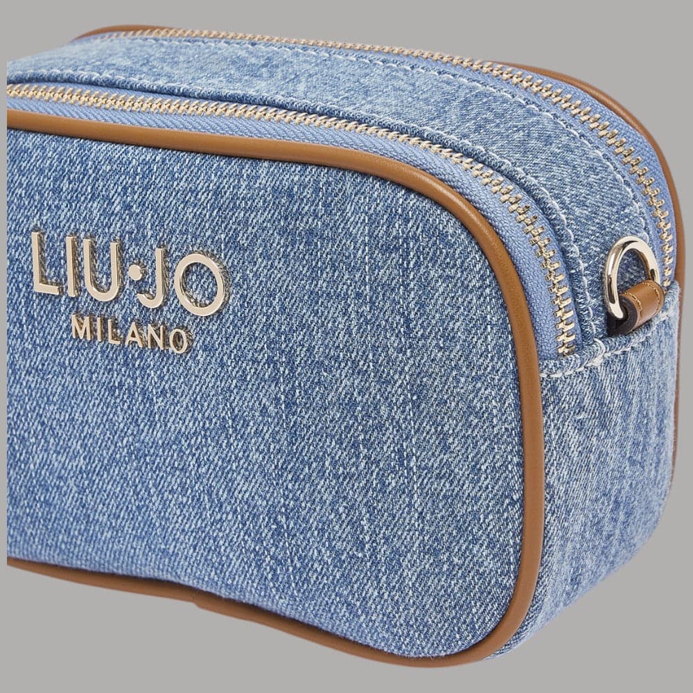 Liu Jo Borsa Tracolla Denim, Logo Metallico, Elegante, Art. AA6100T377A - 3