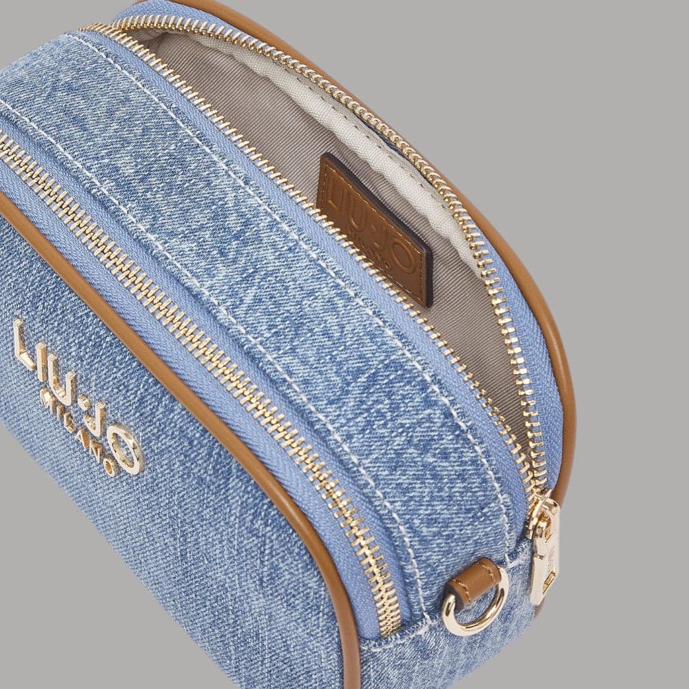 Liu Jo Borsa Tracolla Denim, Logo Metallico, Elegante, Art. AA6100T377A - 4