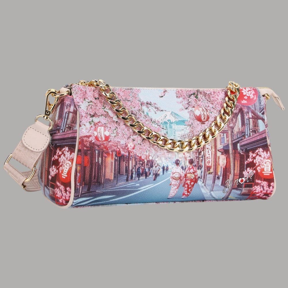 YNot Borsa Boston Stampa Città Ecopelle PVC Dettagli Dorati Versatile - 6