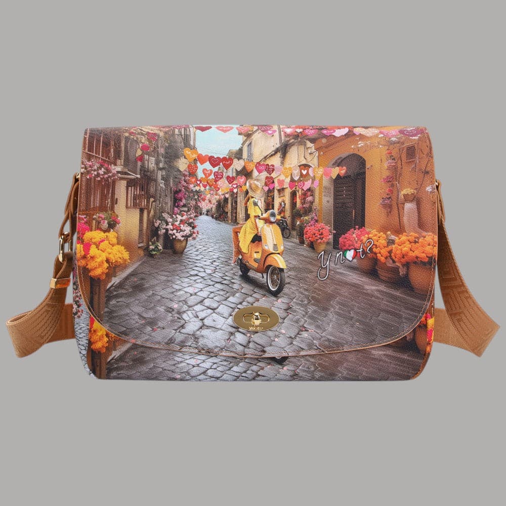 YNot Borsa Tracolla Large Stampa Città Ecopelle Pelle PVC Robustezza - 12