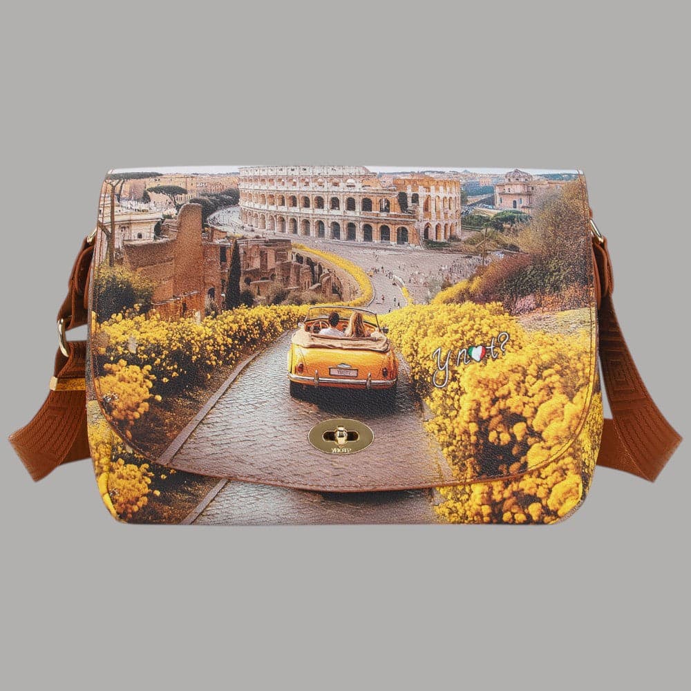 YNot Borsa Tracolla Large Stampa Città Ecopelle Pelle PVC Robustezza - 9