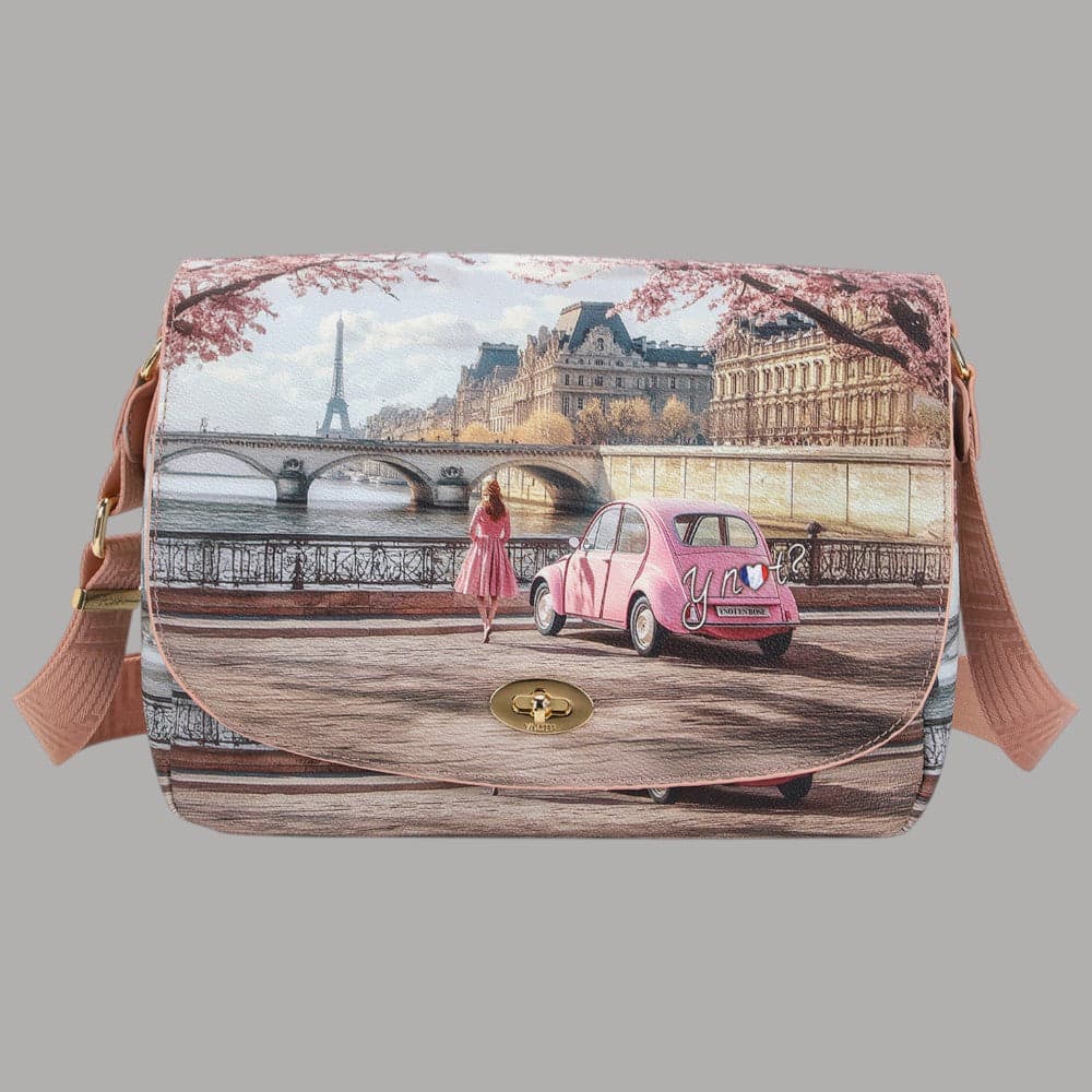 YNot Borsa Tracolla Large Stampa Città Ecopelle Pelle PVC Robustezza - 3