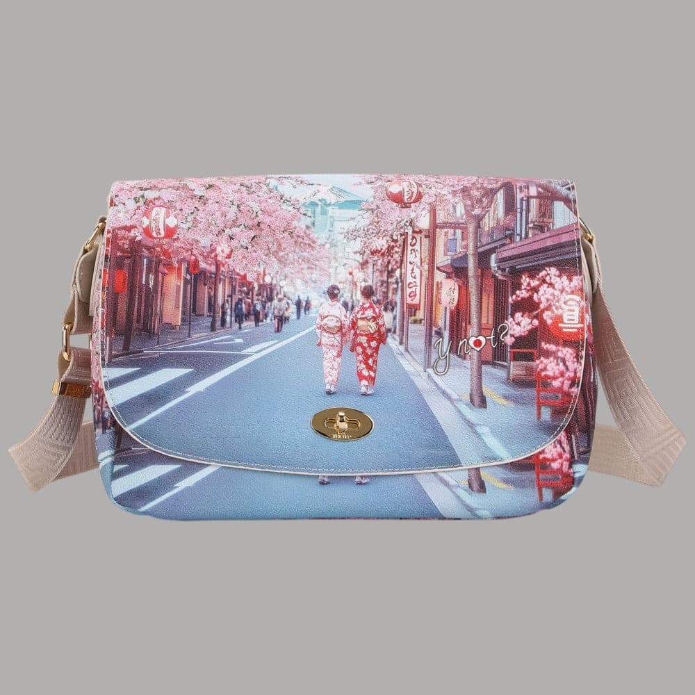 YNot Borsa Tracolla Large Stampa Città Ecopelle Pelle PVC Robustezza - 5