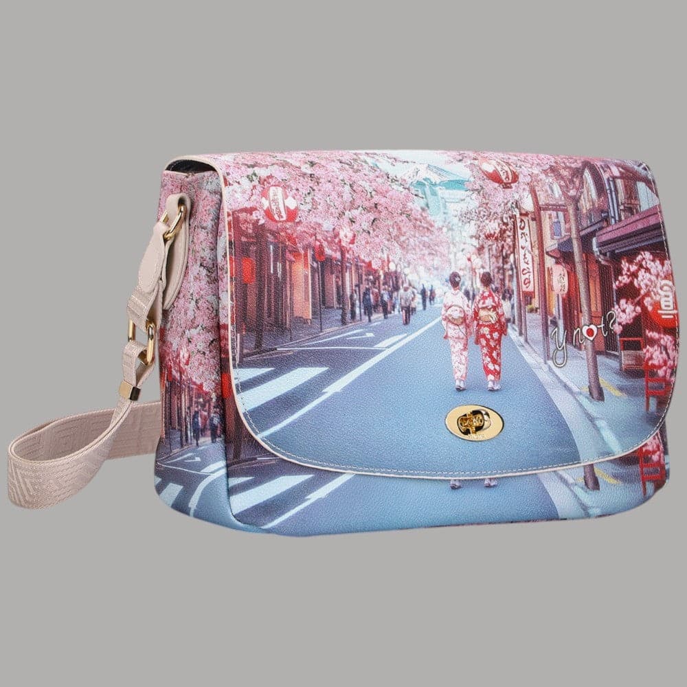 YNot Borsa Tracolla Large Stampa Città Ecopelle Pelle PVC Robustezza - 6