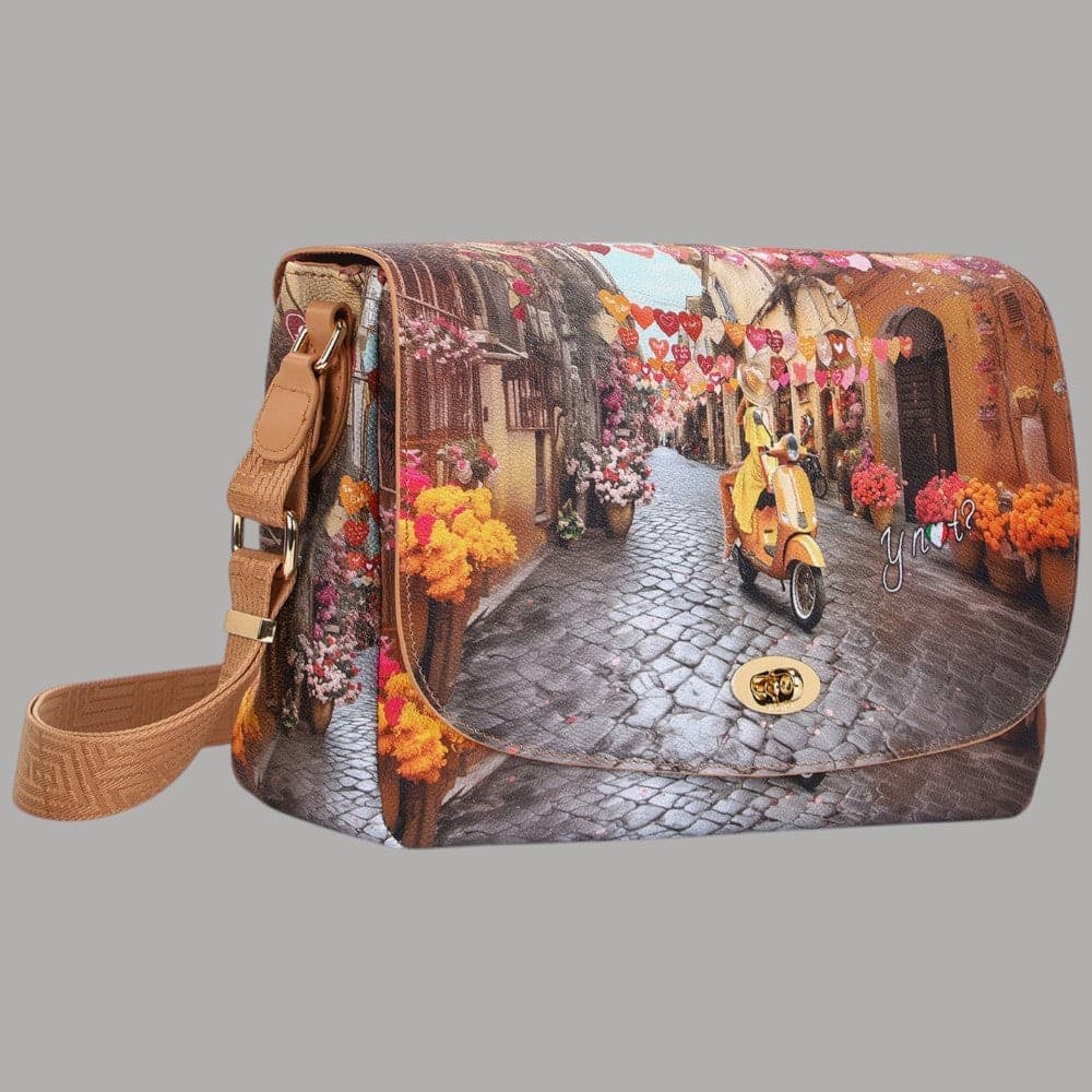 YNot Borsa Tracolla Large Stampa Città Ecopelle Pelle PVC Robustezza - 8