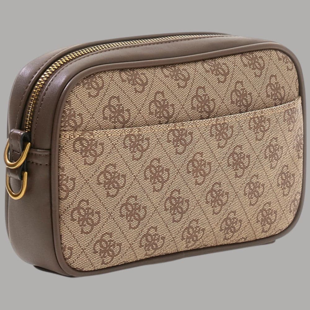 Guess Borsello Uomo Milano Tracolla Regolabile Zip Metalleria Dorata Beige - 3