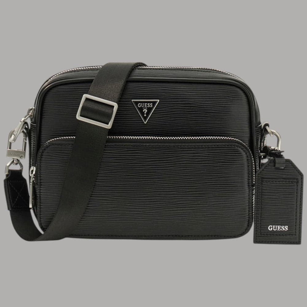 Guess Tracolla Uomo Milano Borsa Elegante Similpelle Tasca Zip Nero