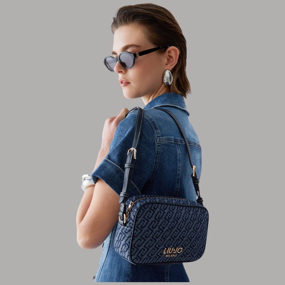Liu Jo Borsa Tracolla Denim Jacquard con Logo Lettering - 2
